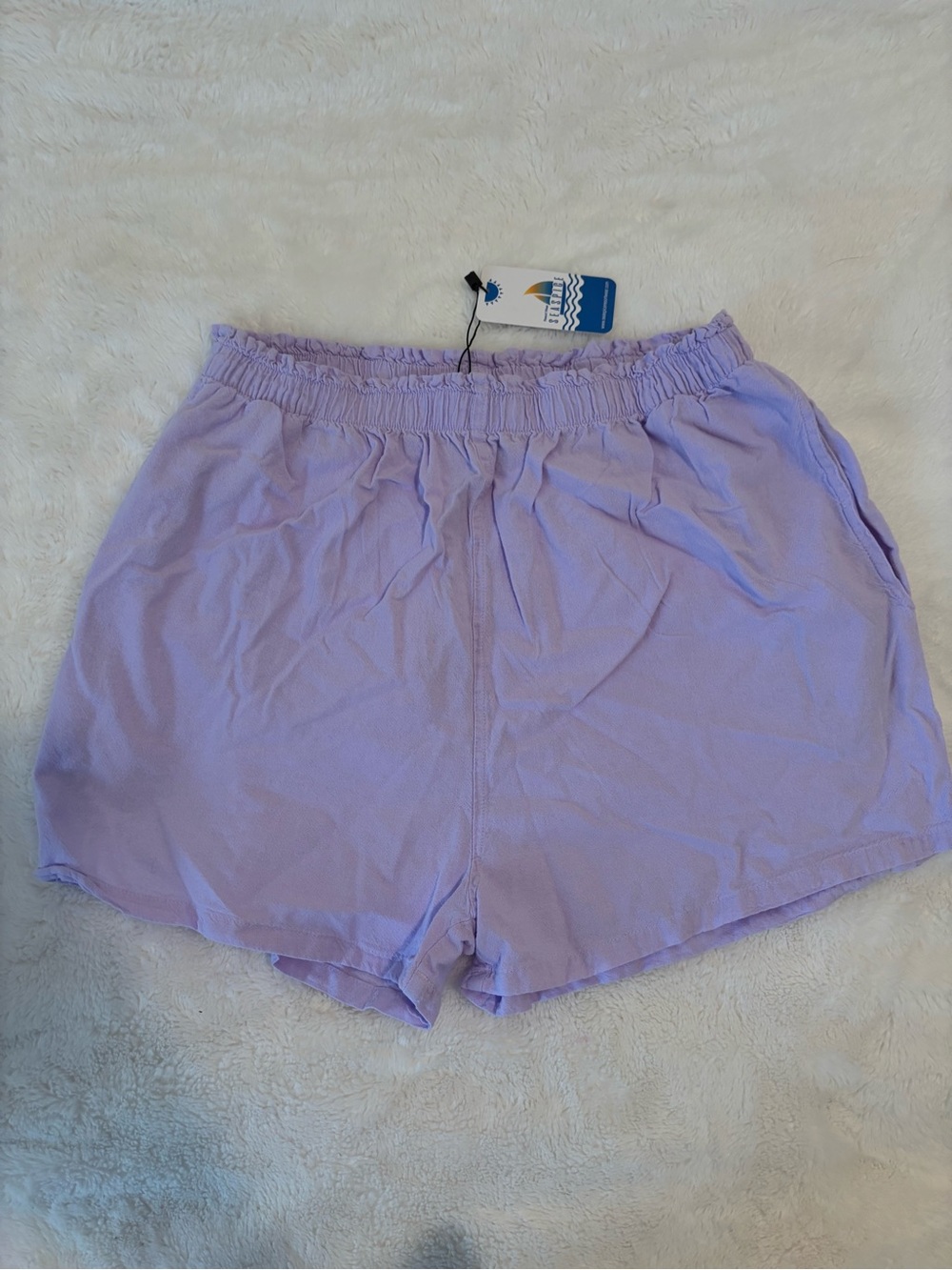 Women's High-Waist Elastic Lilac Shorts